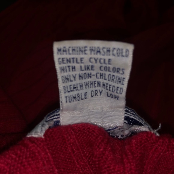 Red Ribbed Knit Turtleneck Sweater, Good Stretch - Picture 3 of 5